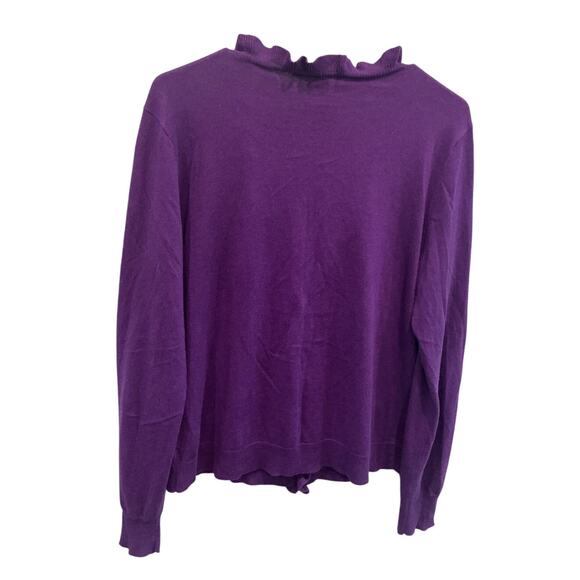 Ralph Lauren Womens Ruffle Neck Cashmere Blend Cardigan Sweater Aubergine Purple - Picture 4 of 7